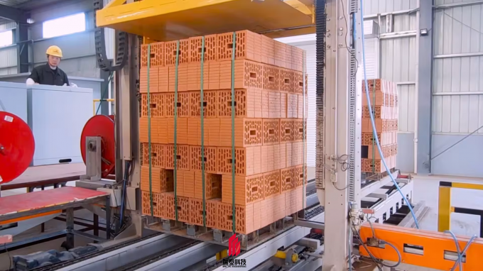Automatic Clay Brick Packaging Machine Belt Strapping And Packaging System